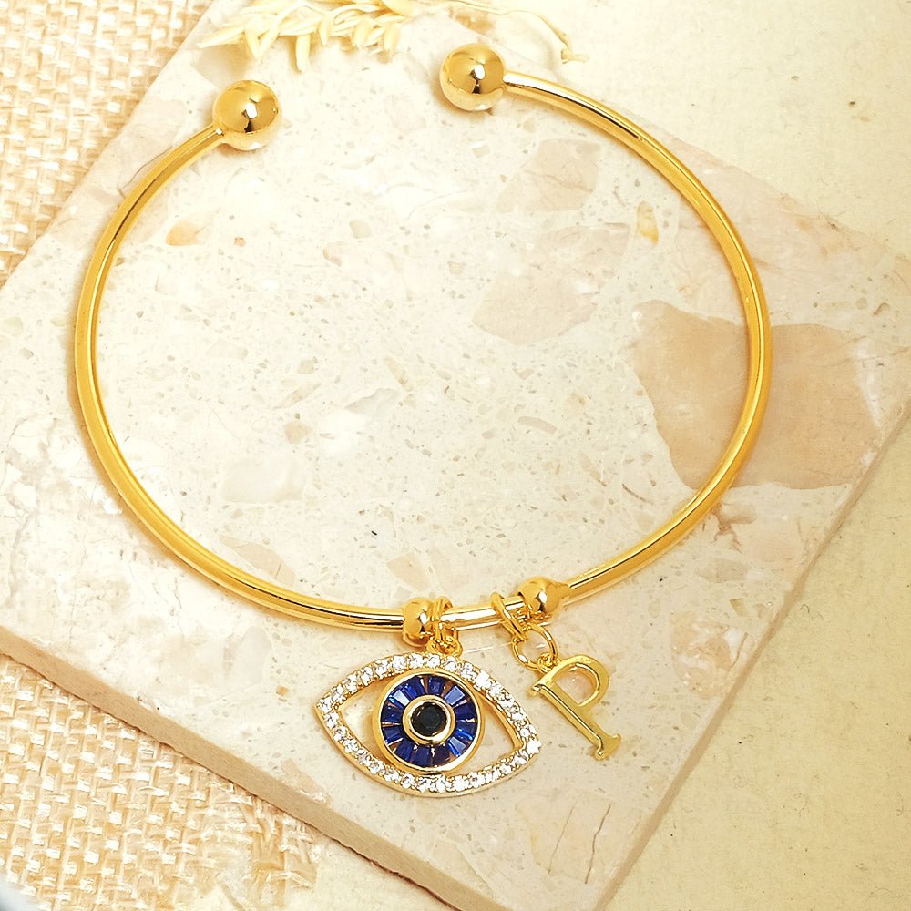 Personalized Evil Eye Bracelet (With Initial) - Upakarnaproduct_type