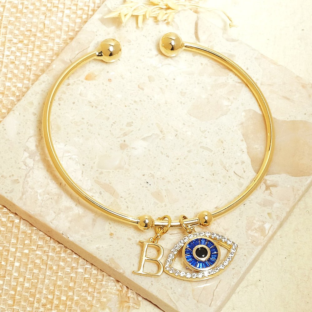 Personalized Evil Eye Bracelet (With Initial) - Upakarnaproduct_type