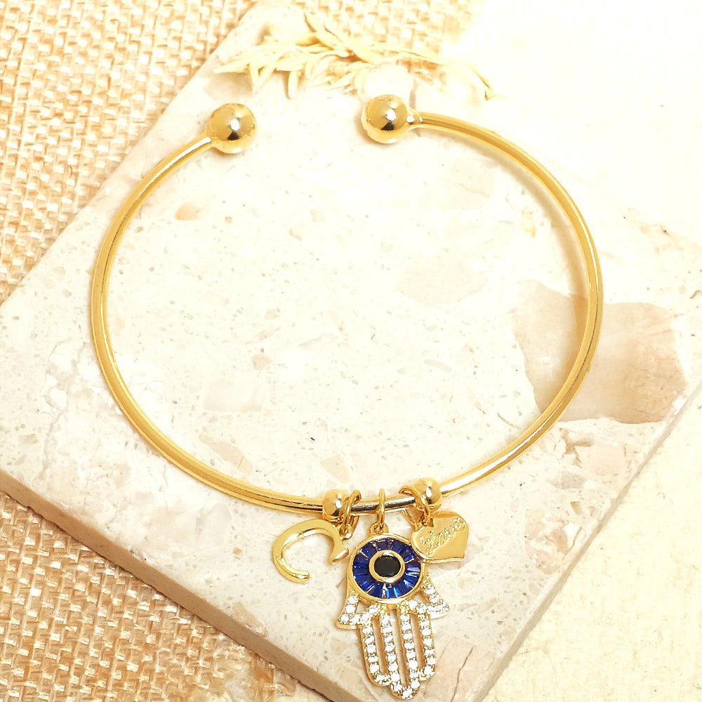 Personalized Hamsa Bracelet (With Initial) - Upakarnaproduct_type