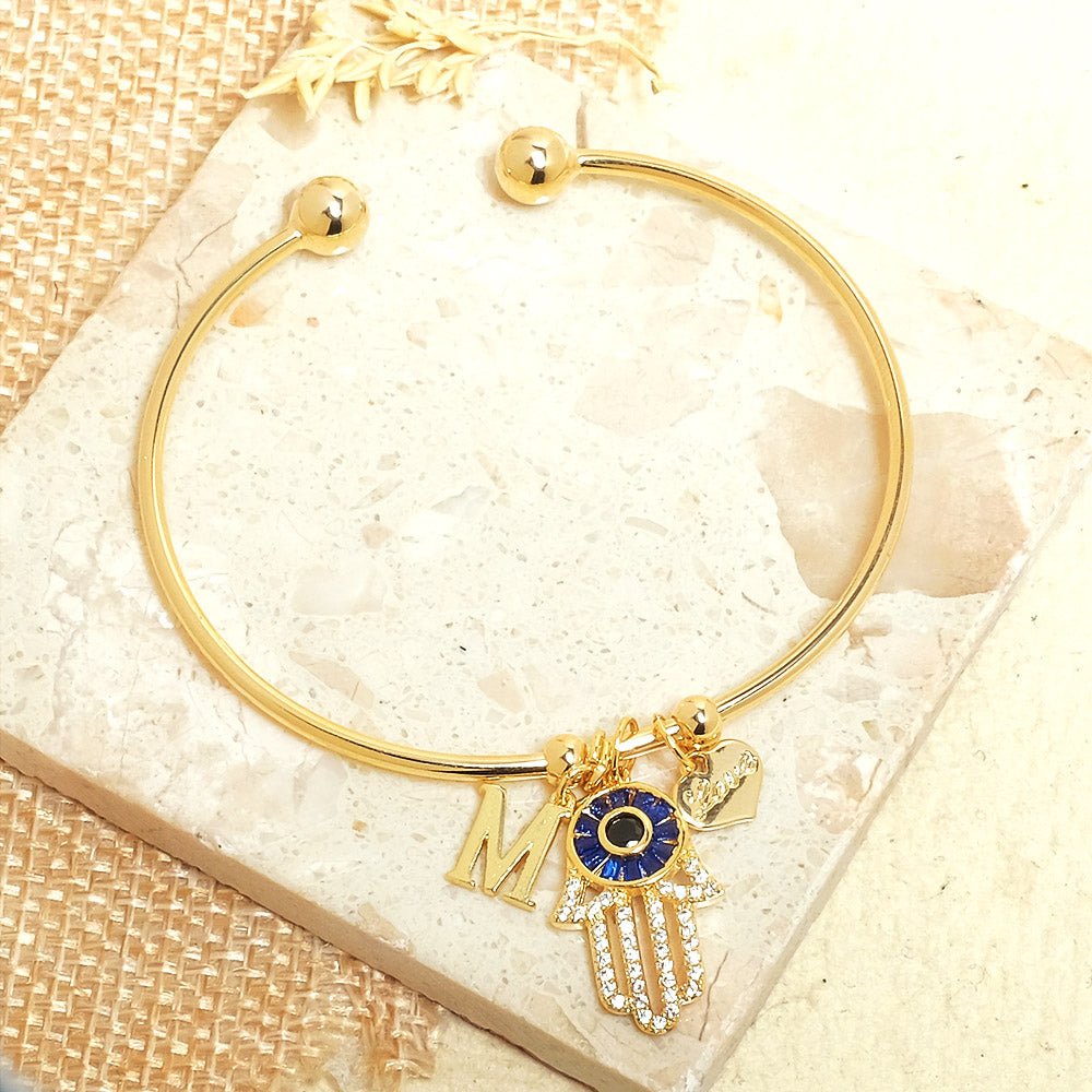Personalized Hamsa Bracelet (With Initial) - Upakarnaproduct_type