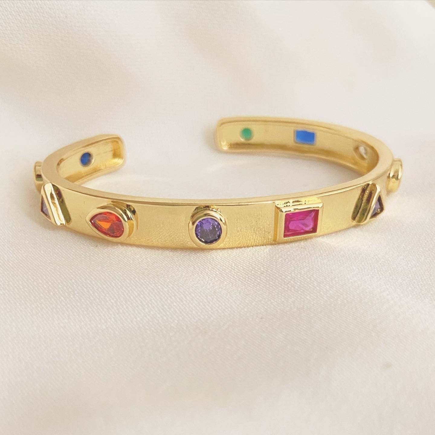Rainbow Shapes Cuff Bangle - Upakarna Jewelry