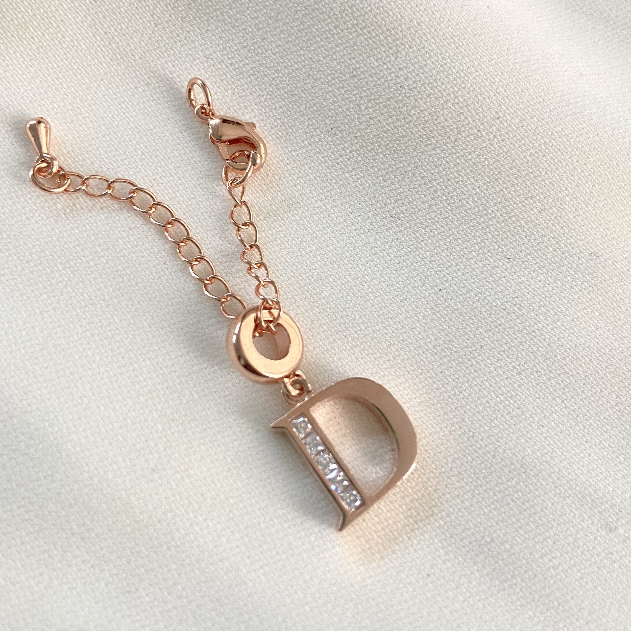 D Rosegold Initial Watch Charm - Upakarna Jewelry