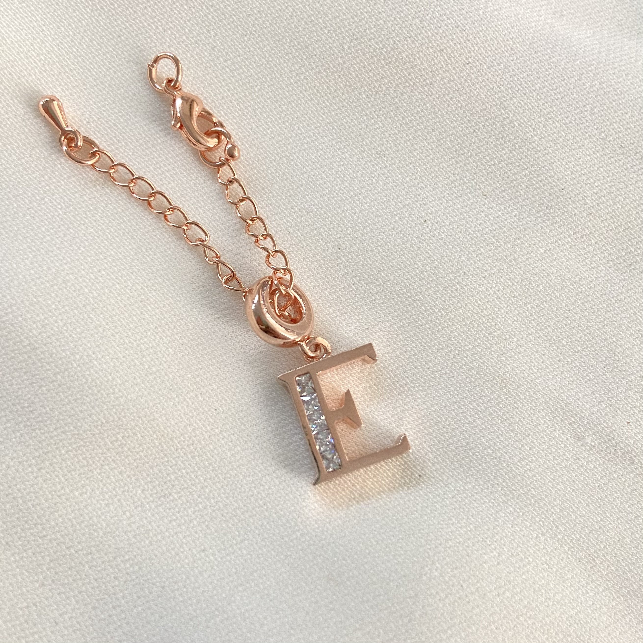 E Rosegold Initial Watch Charm - Upakarna Jewelry
