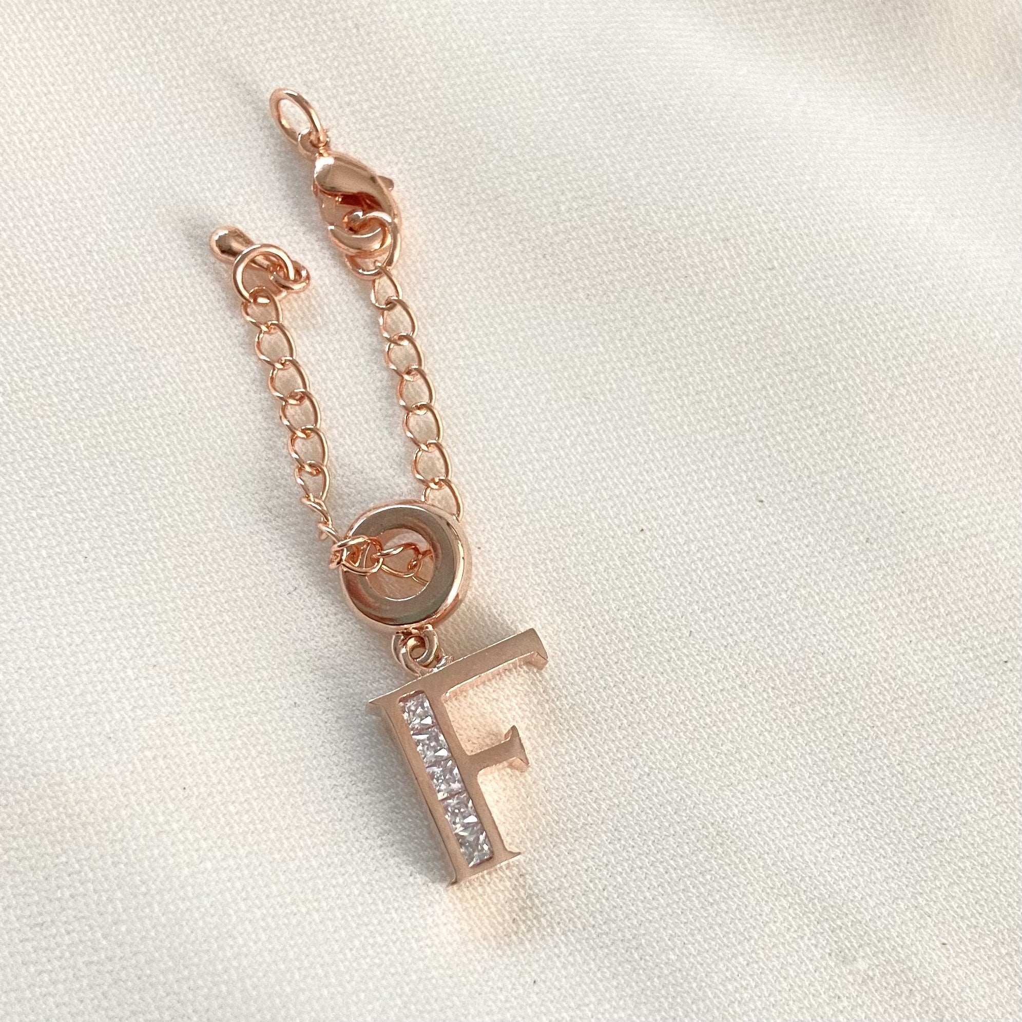 F Rosegold Initial Watch Charm - Upakarna Jewelry