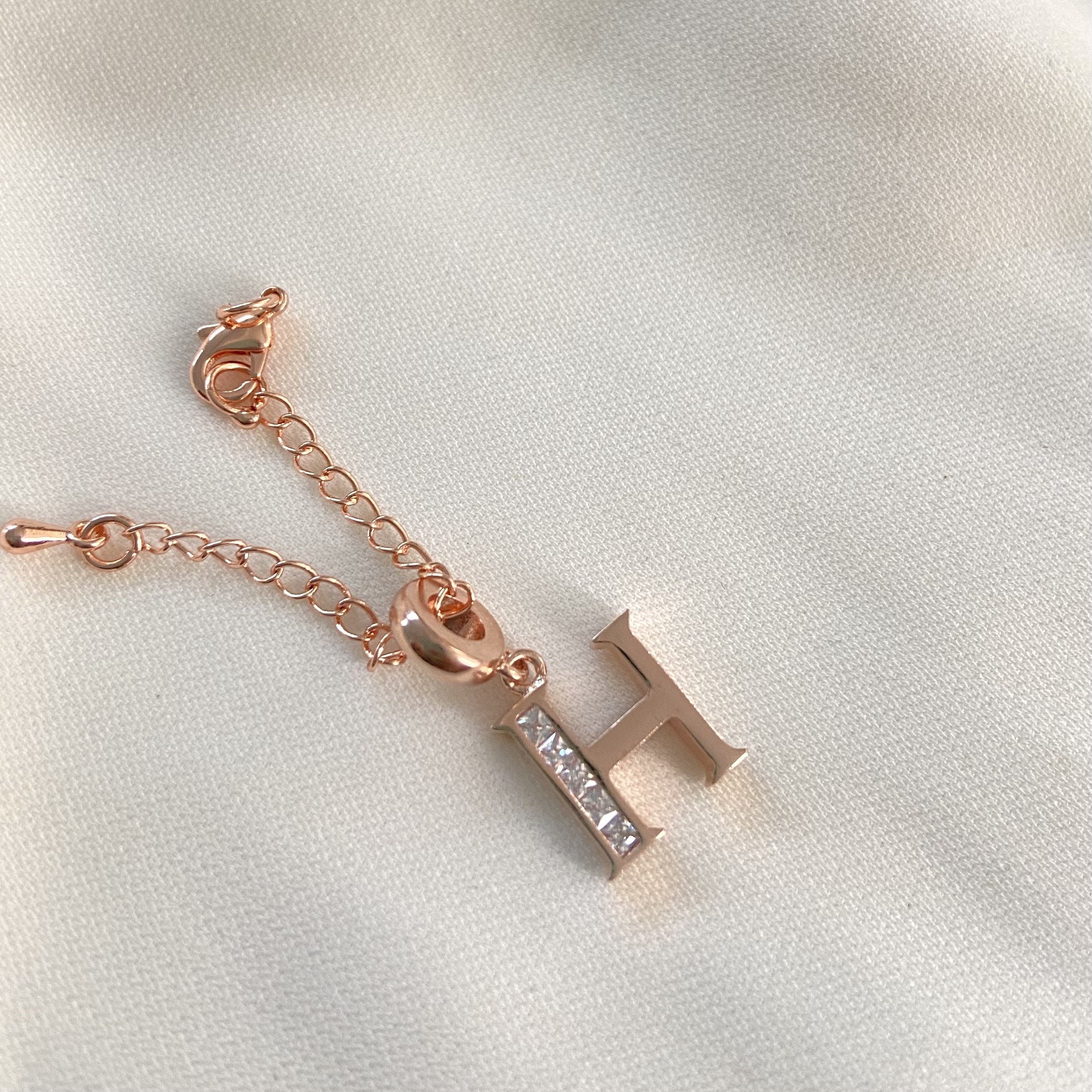 H Rosegold Initial Watch Charm - Upakarna Jewelry