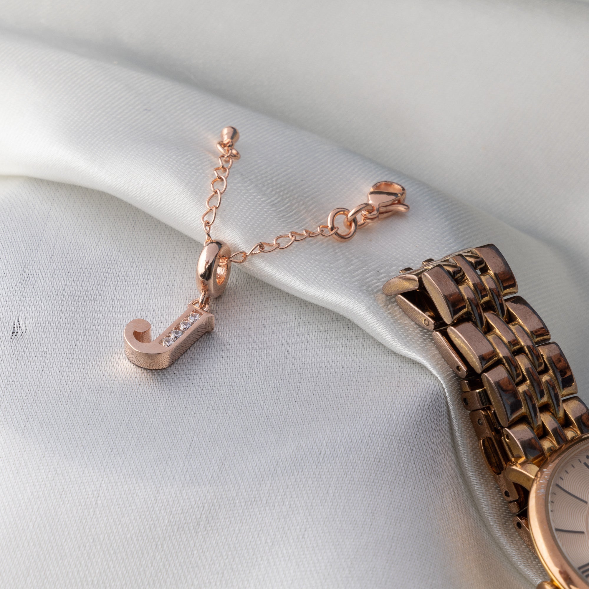 J Rosegold Initial Watch Charm - Upakarna Jewelry