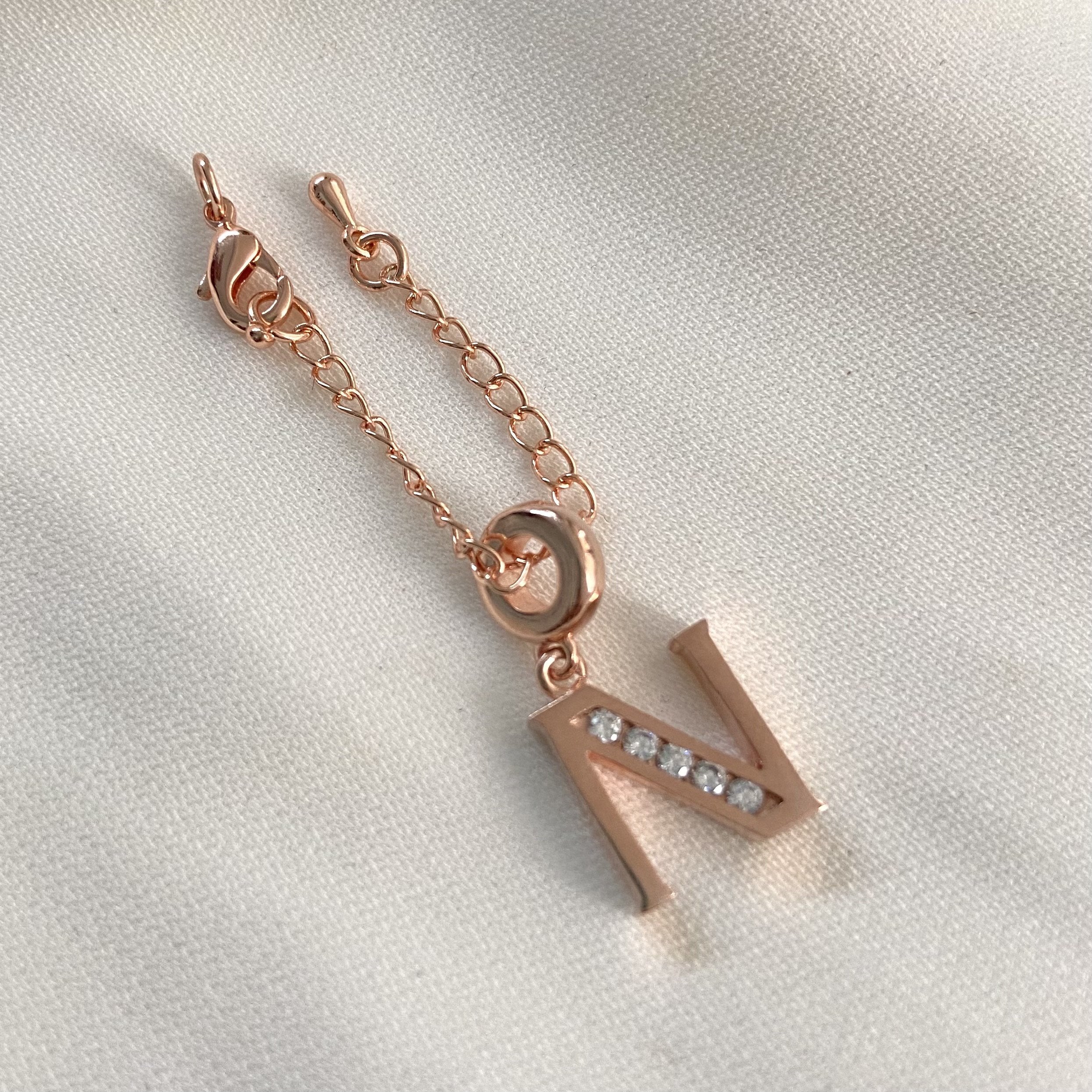 N Rosegold Initial Watch Charm - Upakarna Jewelry
