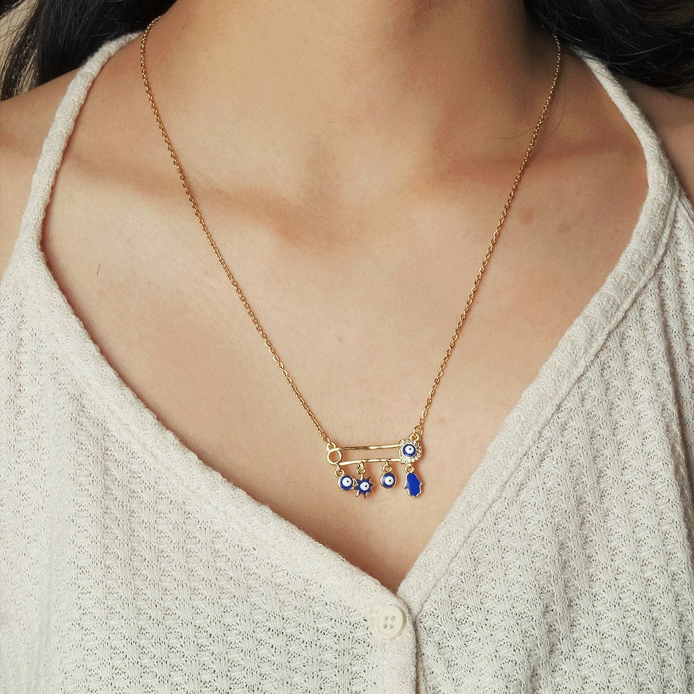 Safety Pin Charm Necklace - Upakarnaproduct_type