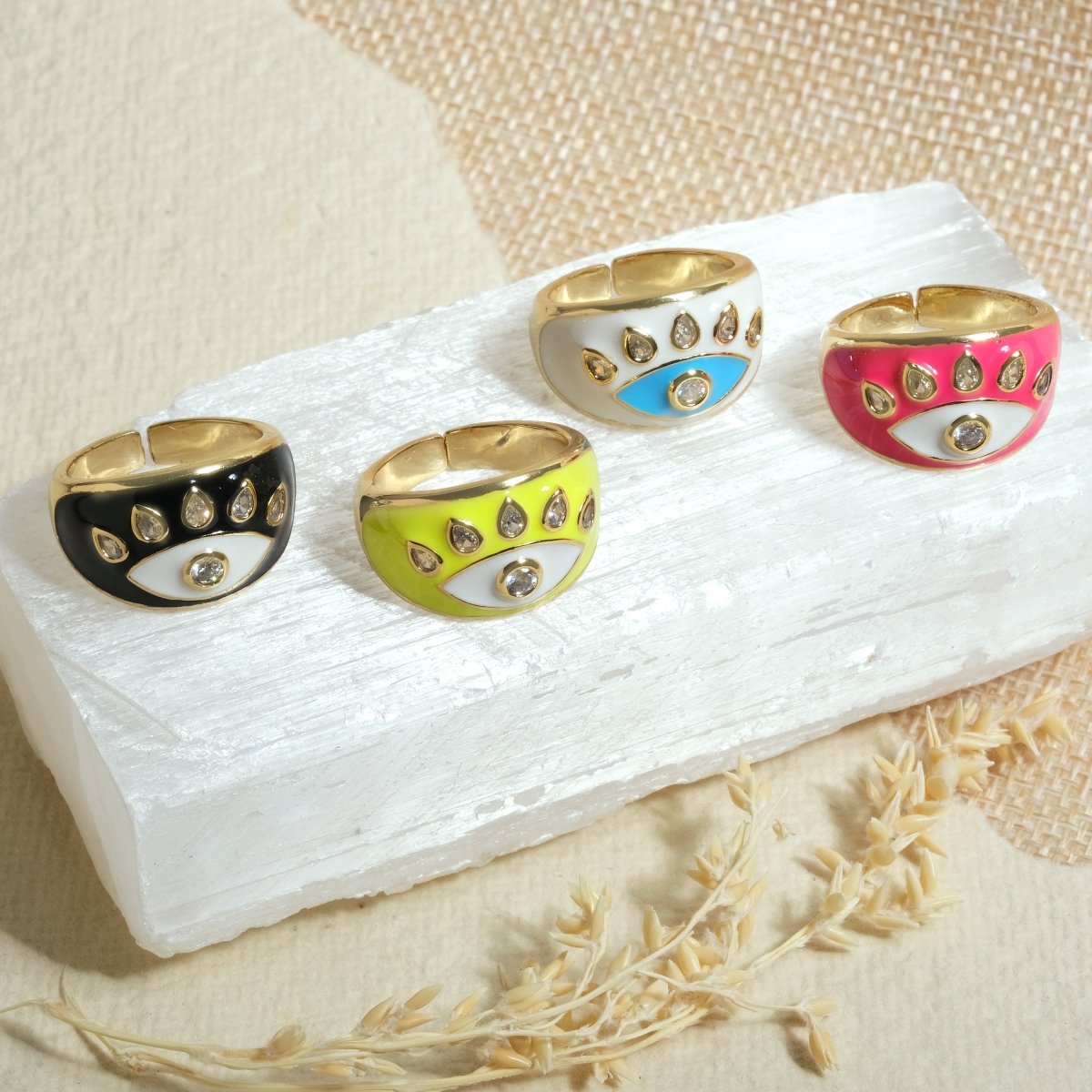 Studded Evil Eye Ring - Upakarnaproduct_type