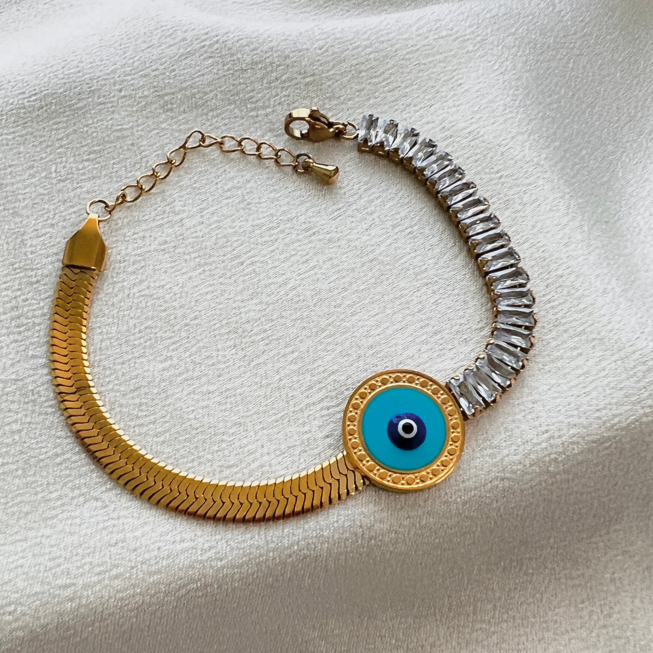 Blue Evil Eye Studded Bracelet