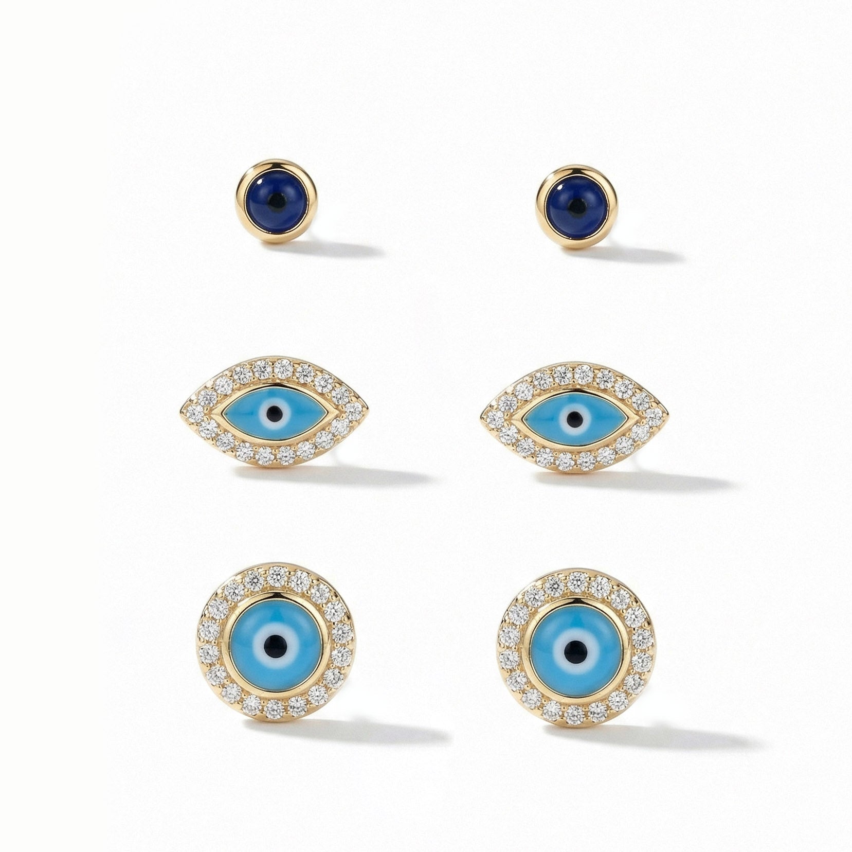 Minimal Evil Eye Earring Stack