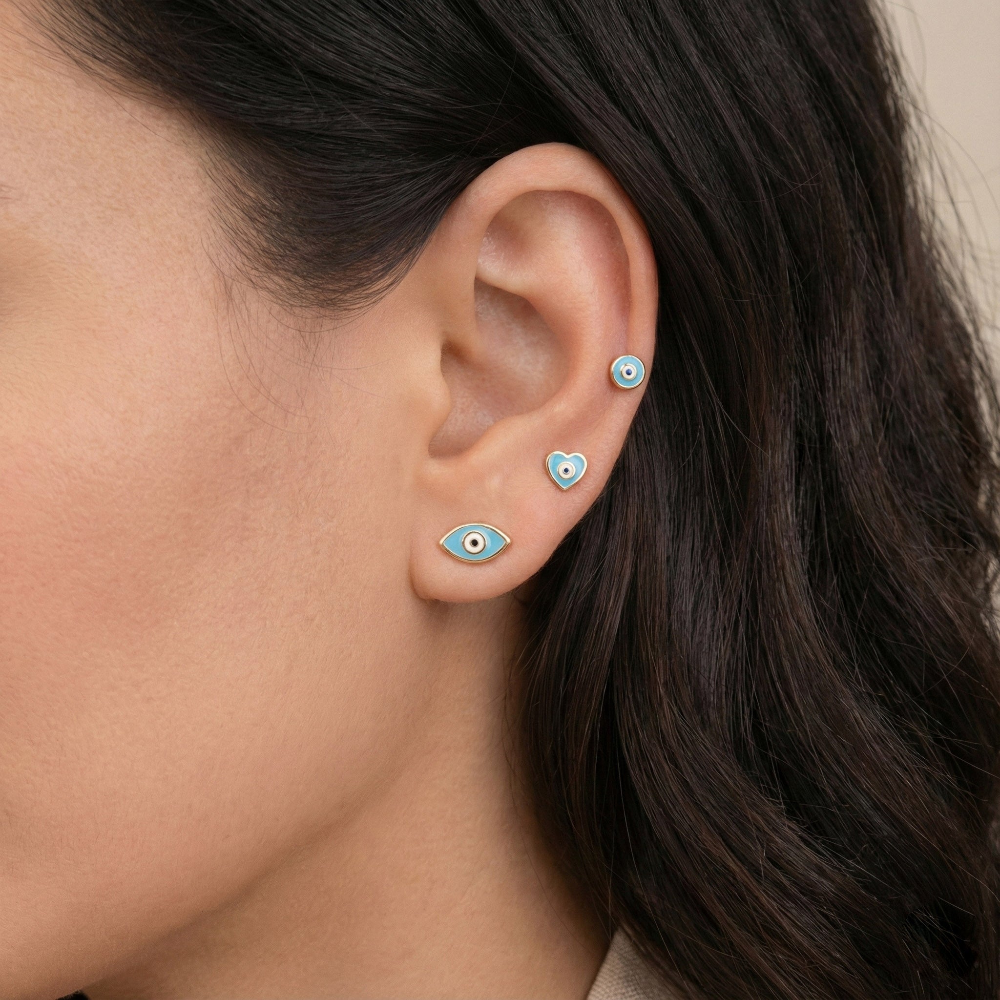 Enamel Evil Eye Earring Stack