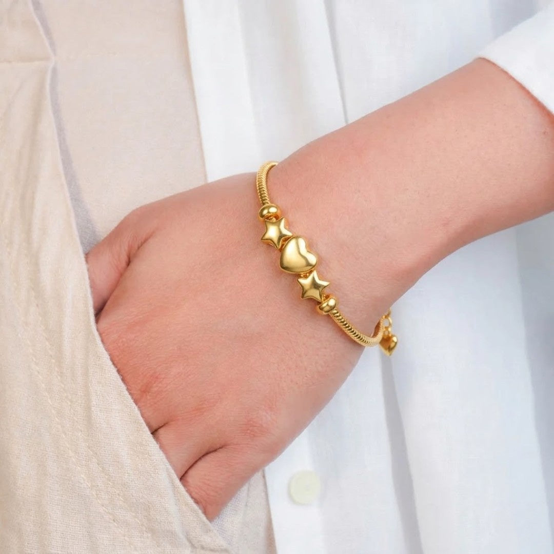 Golden Heart Charm Bracelet