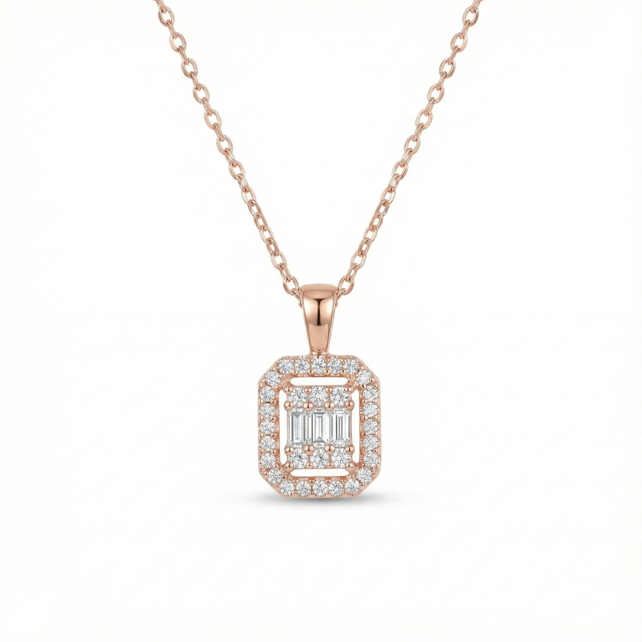 Square Cut Solitaire Necklace
