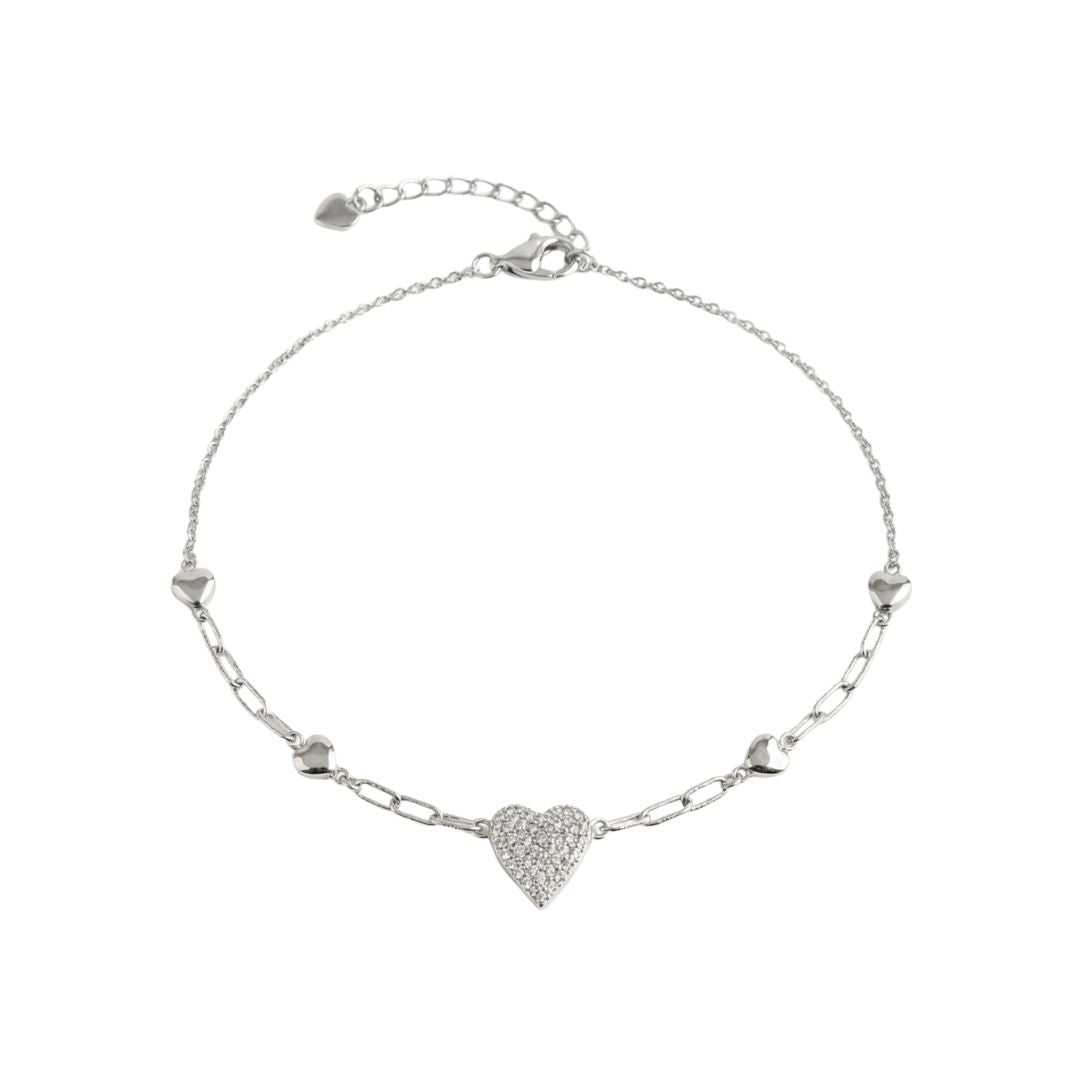 Gilded Heart Linked Anklet