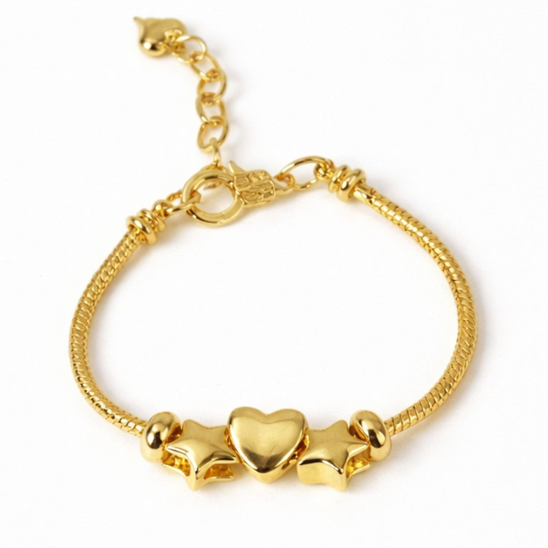 Golden Heart Charm Bracelet