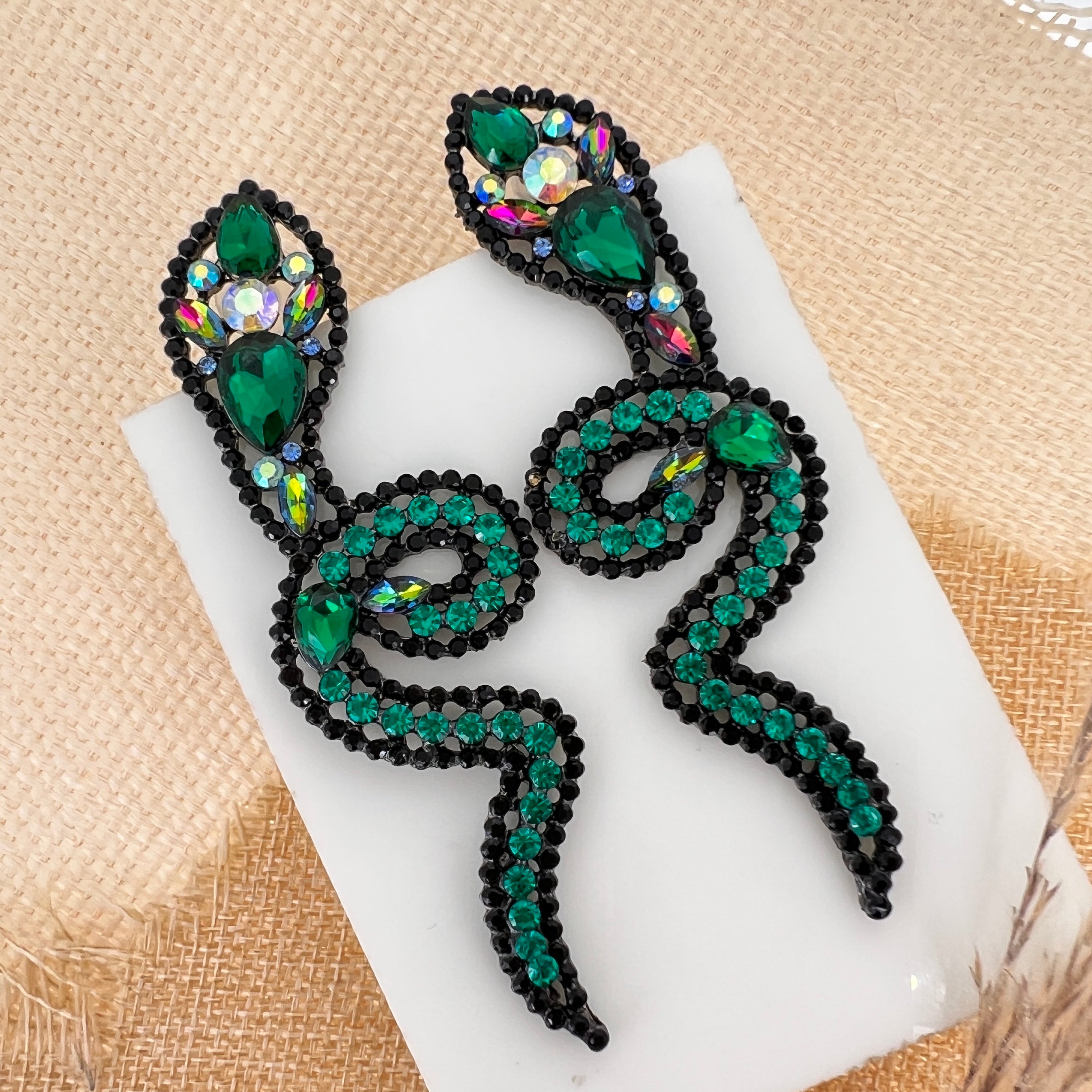 Emerald Snake Statement Earrings