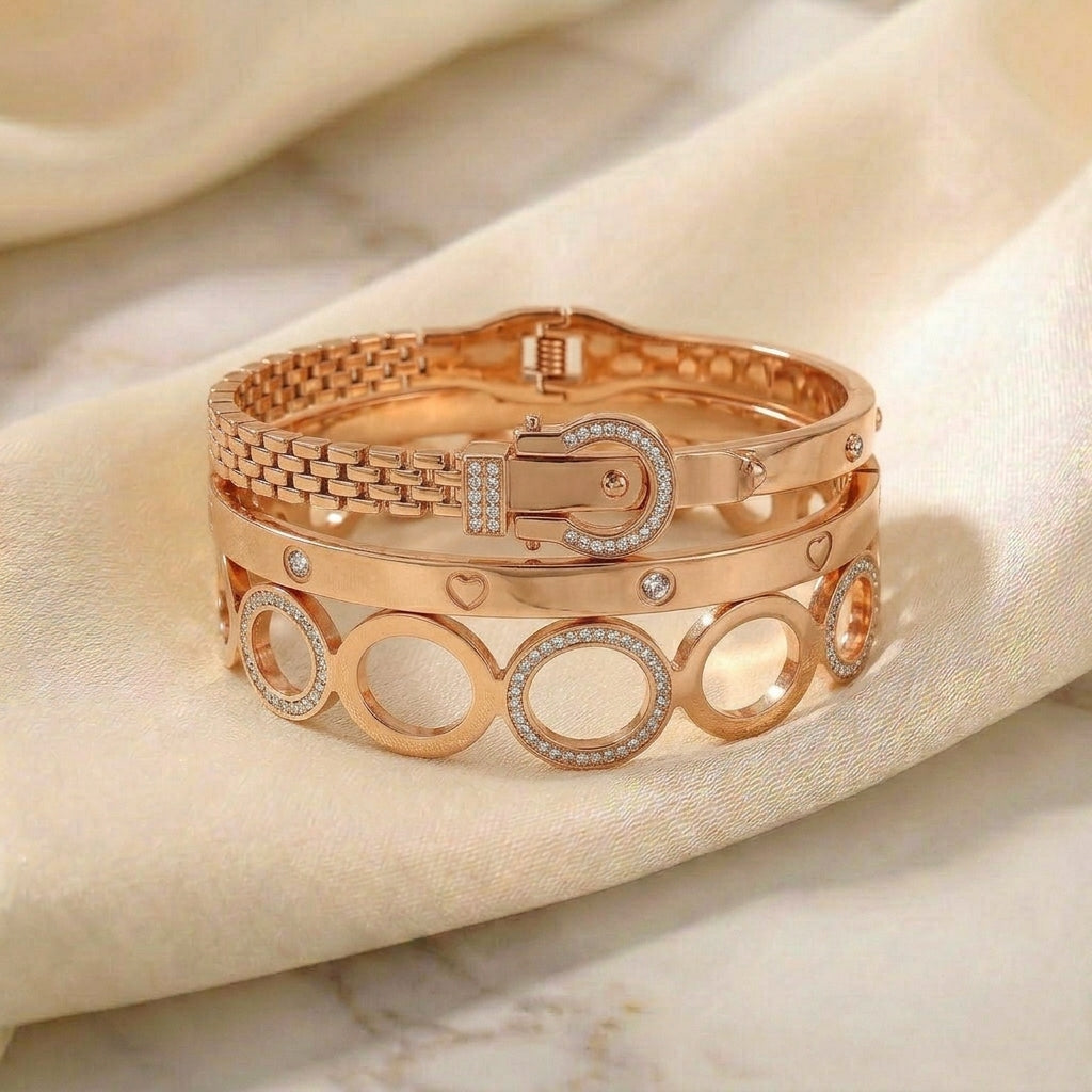 Rosegold Harmony Bangle Stack (30% OFF)