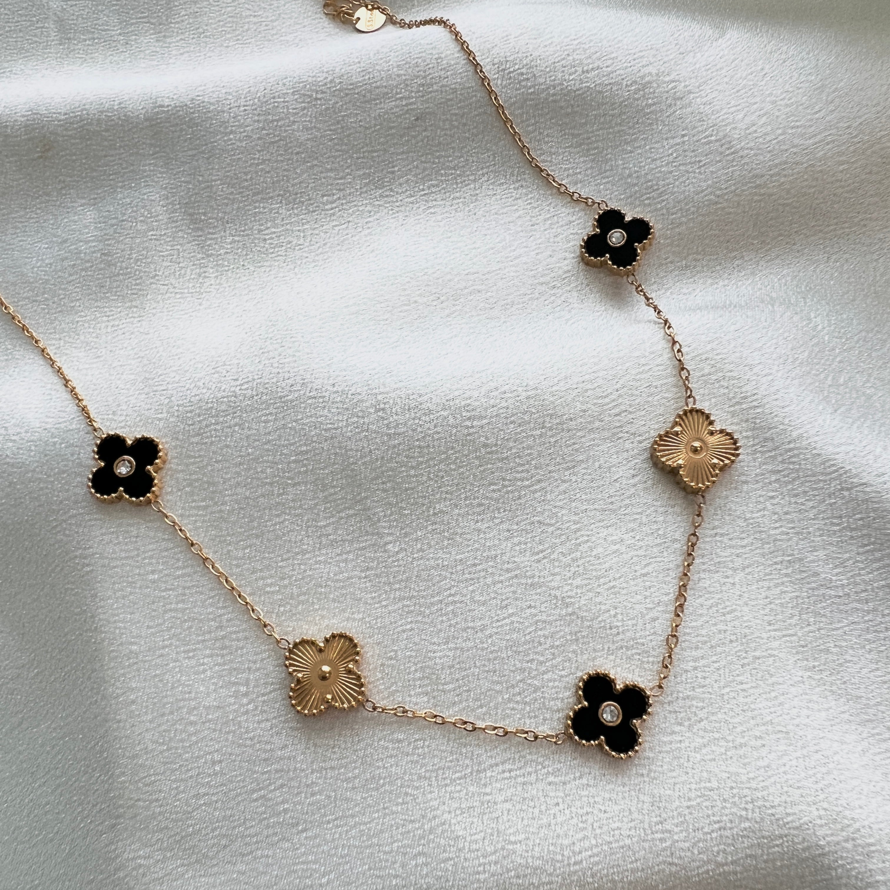 Black & Gold Clover Necklace