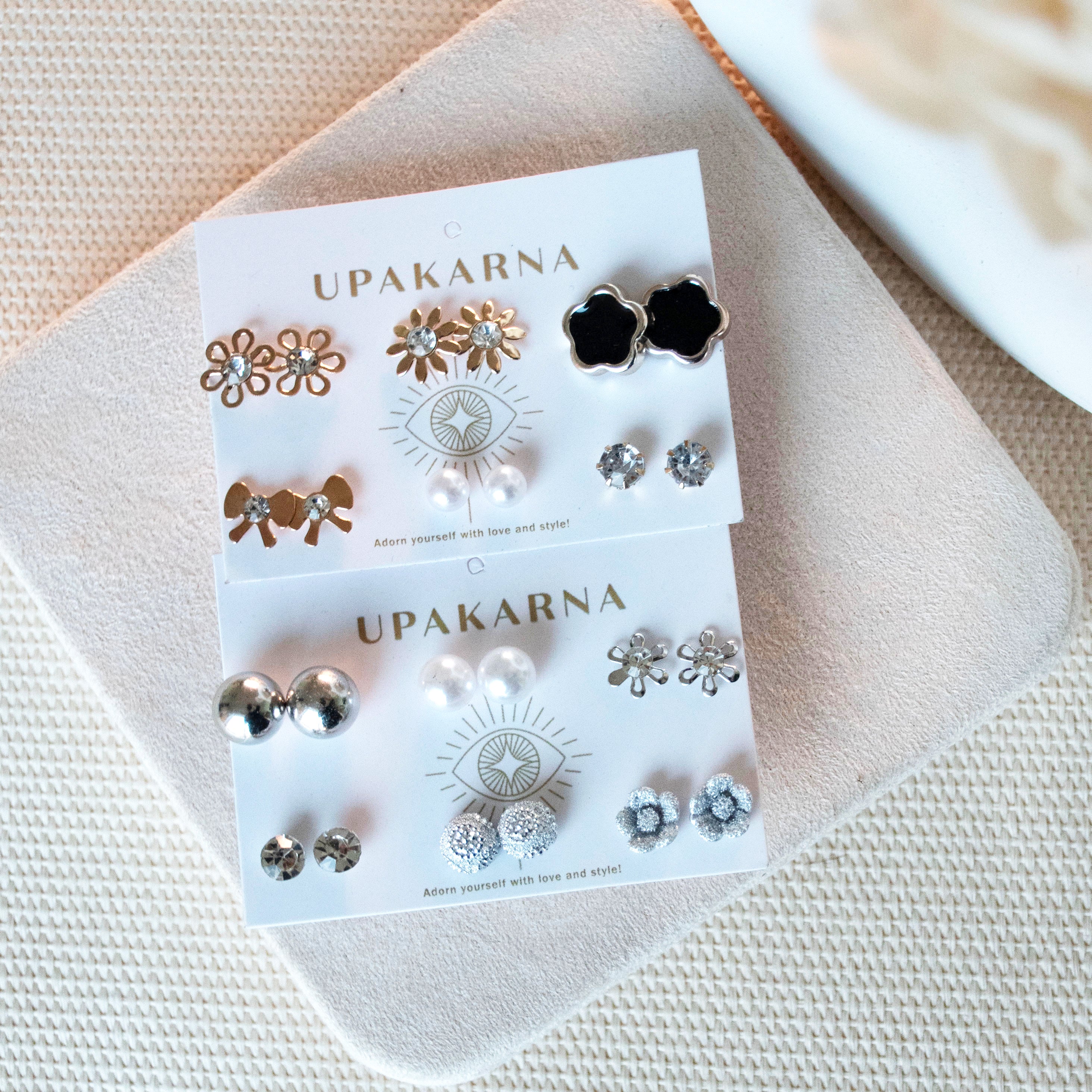 Floral Pearl Studs Set Of 12