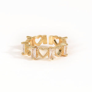 Baguette Heart Ring | Anti-tarnish | Gold Plated | Adjustable
