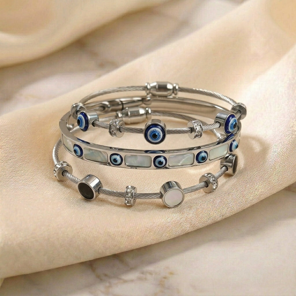 Celestial Evil Eye Bangle Stack (30% OFF)