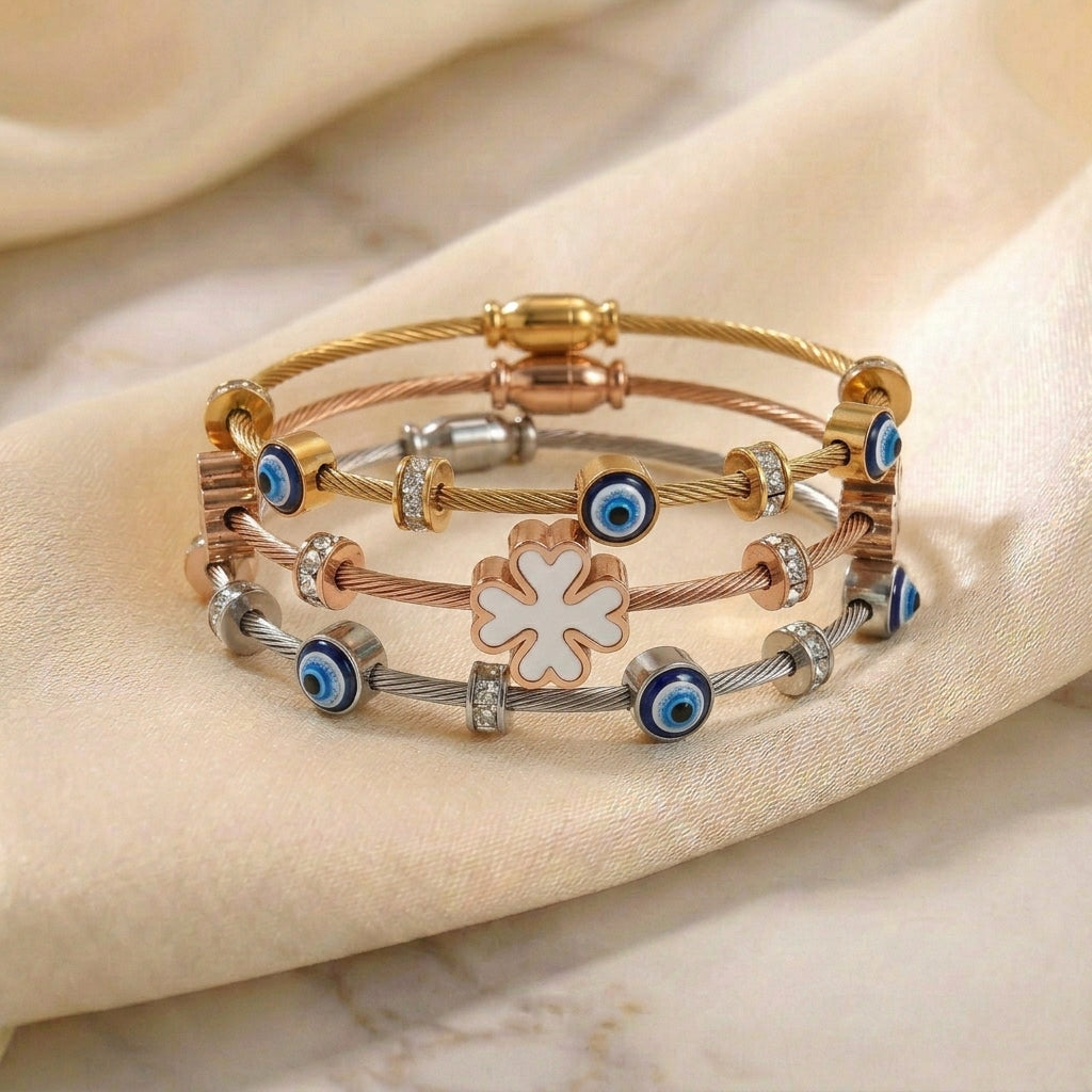 Bloom Evil Eye Bangle Stack  (30% OFF)