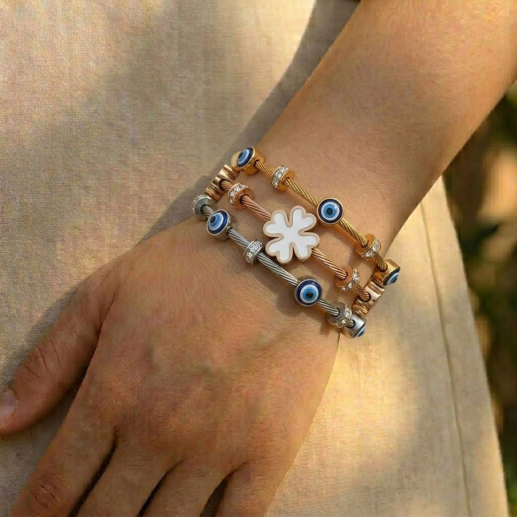 Bloom Evil Eye Bangle Stack  (30% OFF)