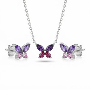 Butterfly Aurora 925 Sterling Silver Necklace Set