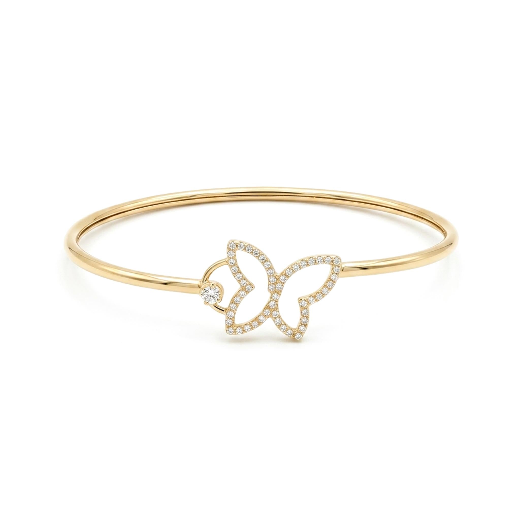 Butterfly Whisper demi-fine anti-tarnish bangle with elegant butterfly motif.