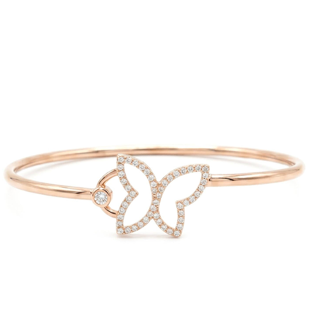 Butterfly Whisper demi-fine anti-tarnish bangle with elegant butterfly motif.