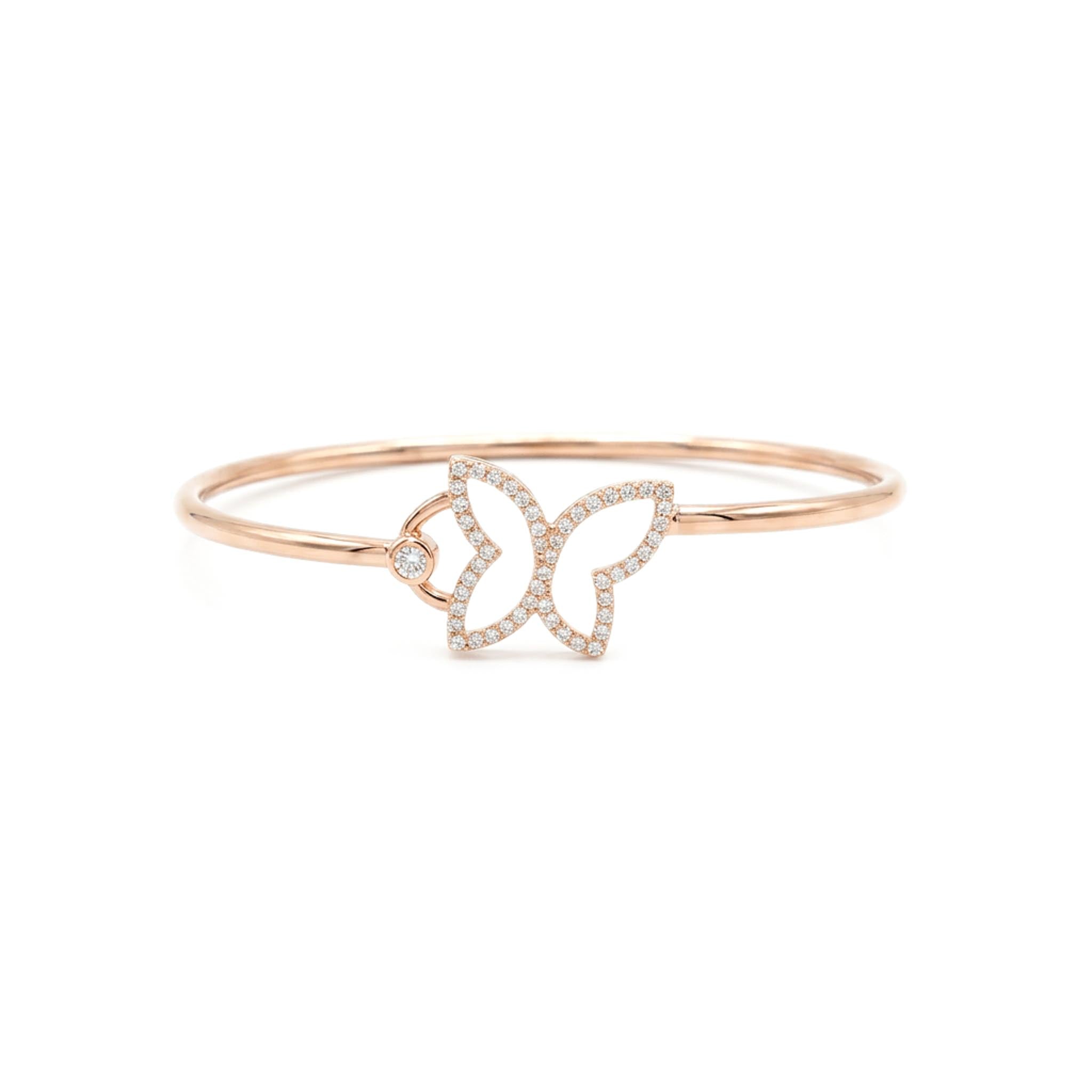 Butterfly Whisper demi-fine anti-tarnish bangle with elegant butterfly motif.