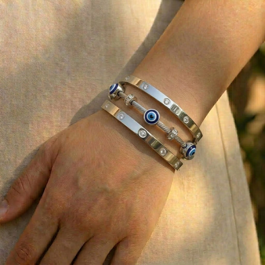 Evil Eye Elegance Bangle Stack (30% OFF)