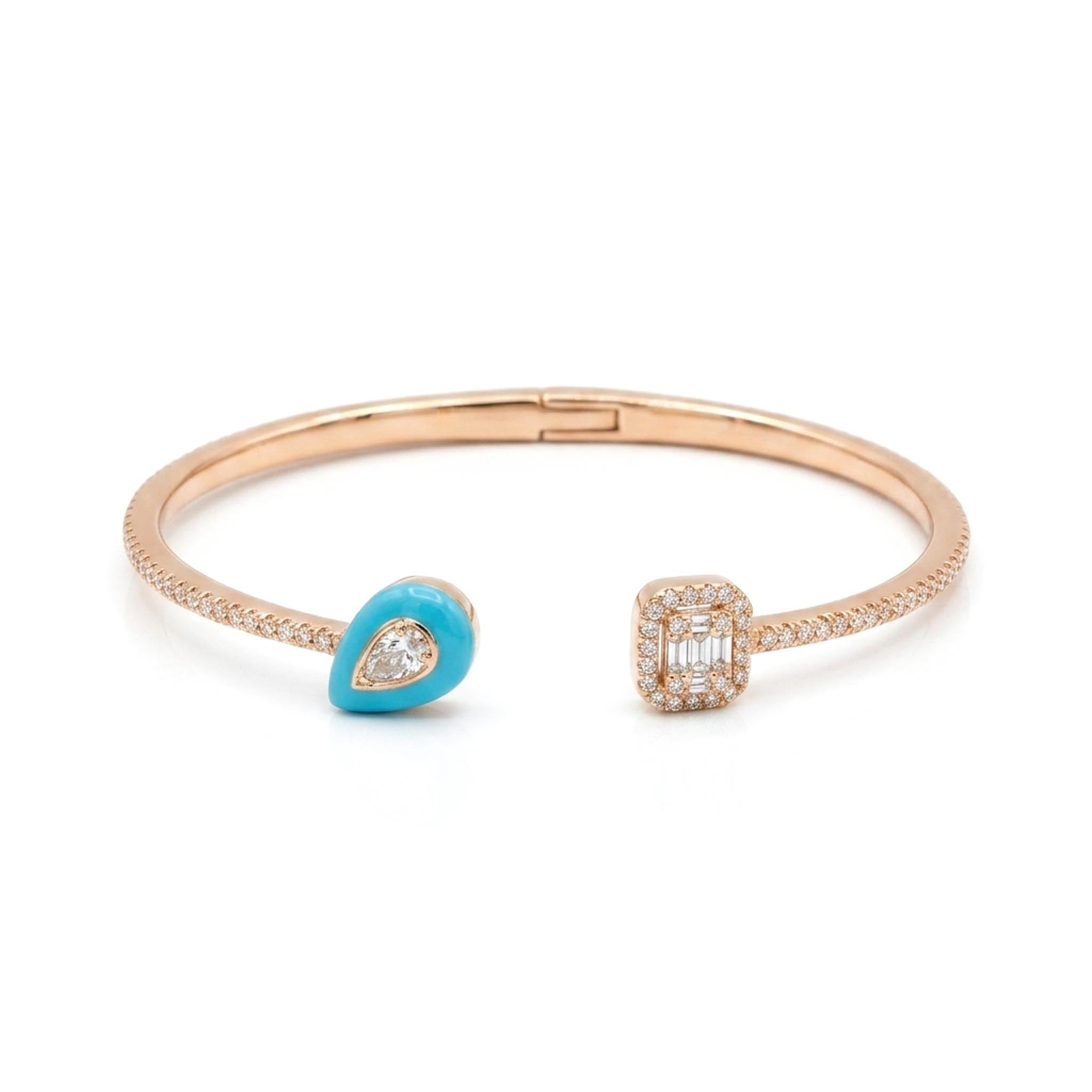 Celeste Blue Bangle in demi-fine anti-tarnish finish featuring a vibrant blue stone design