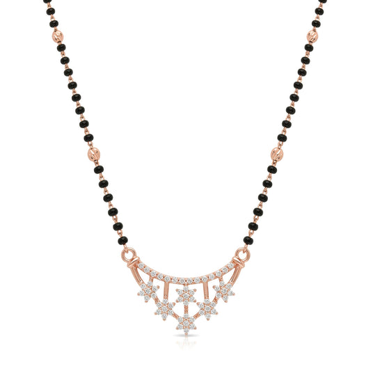 Celestia Shine Mangalsutra Necklace in an anti-tarnish finish featuring a modern elegant design with black beads
