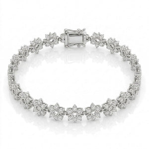 Celestial Flower Tennis 925 Sterling Silver Bracelet
