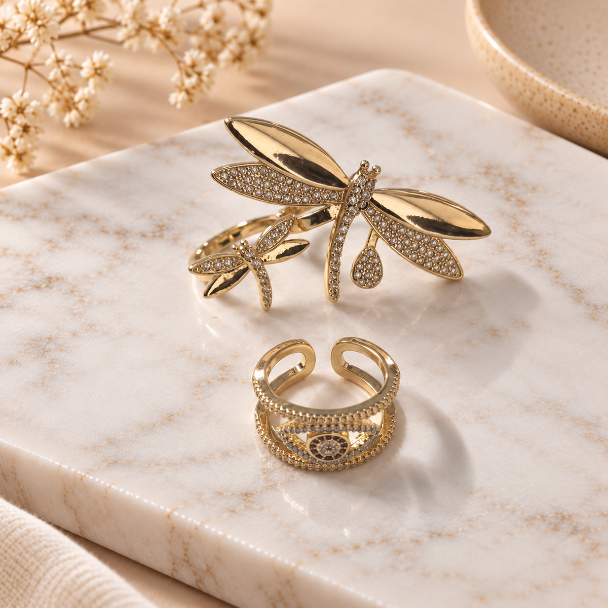 Enchanted Flight Ring Stack | Anti-tarnish  | Gold-plated