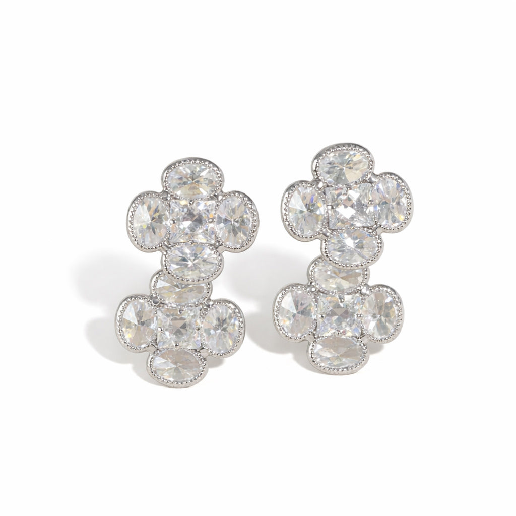 Clear Crystal Flower Earrings