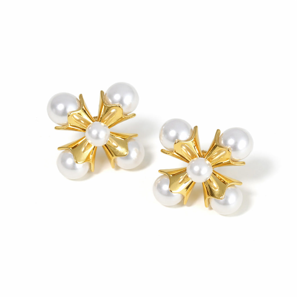 Cross Pearl Earrings
