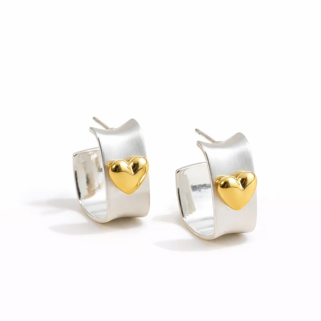 Sculpted Heart Hoop Earring