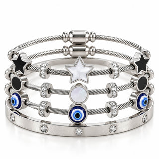 Classic Silver Bangle Stack | Anti-tarnish | Gold Plated