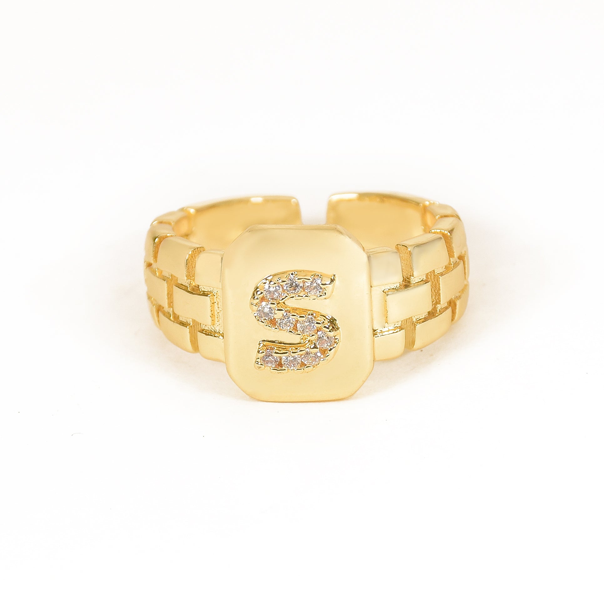 Diamond Initial  Studded Ring