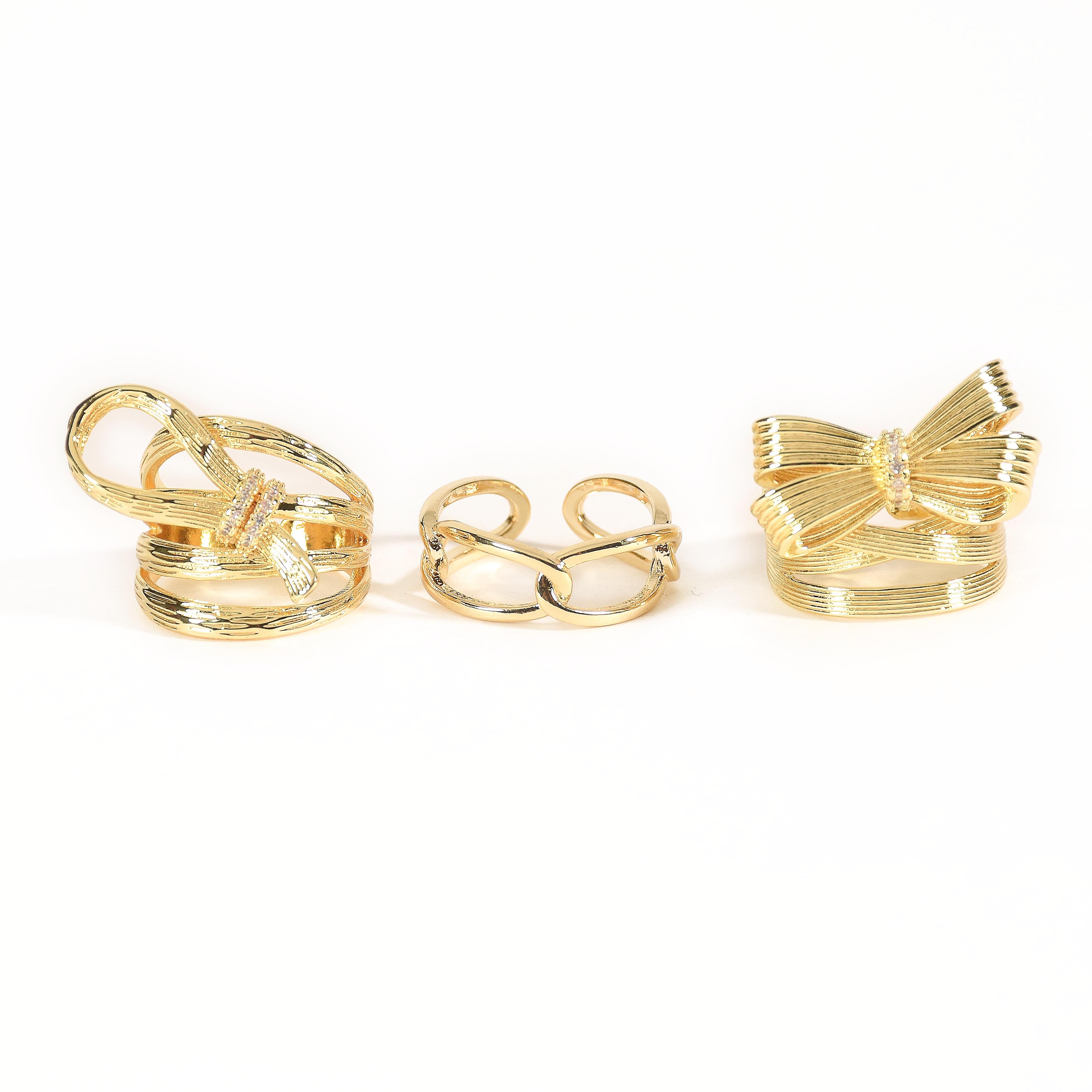 Chunky Bow Shaped Ring Stac