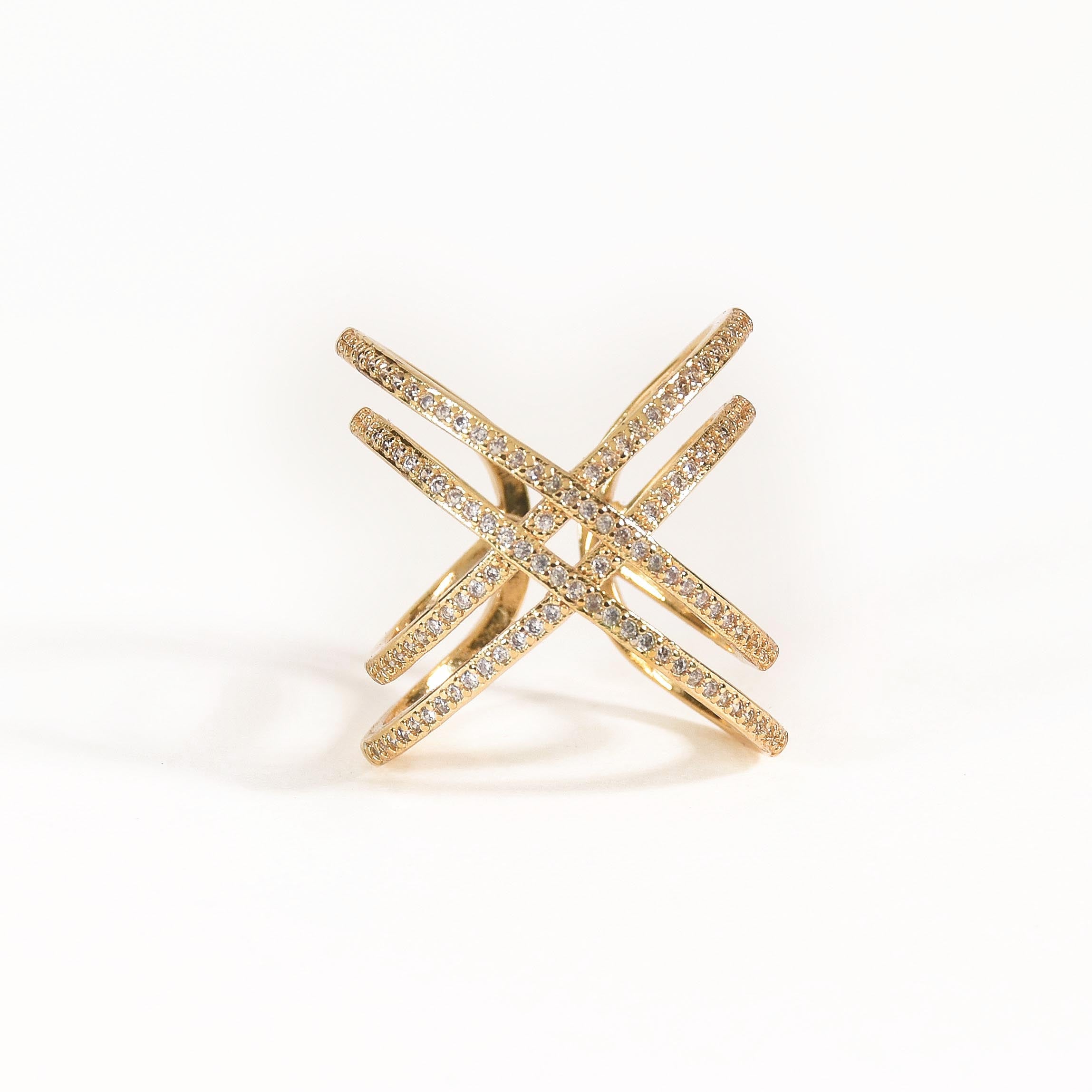 Double Line Criss Cross Ring
