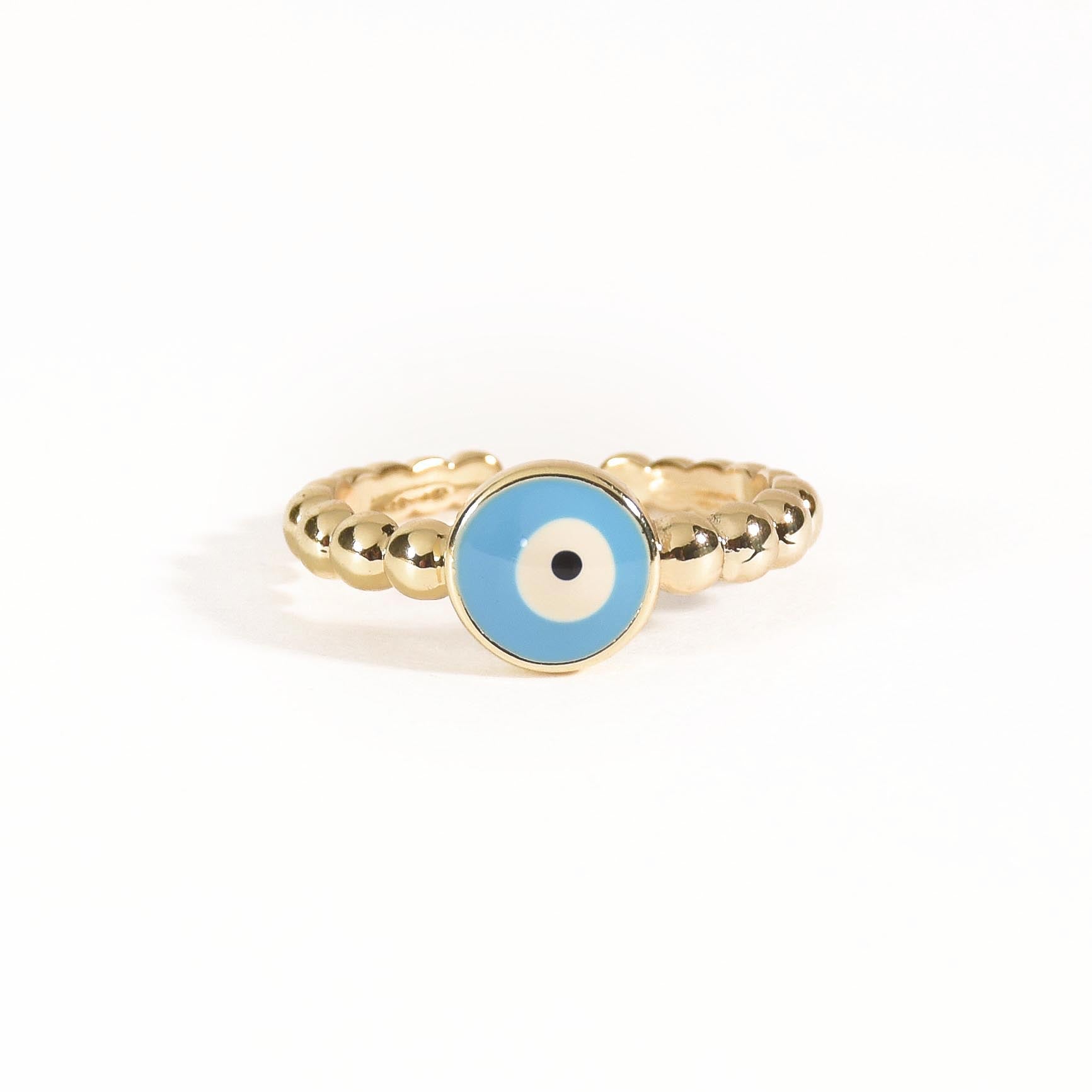 Sky Blue Round Evil Eye Ring