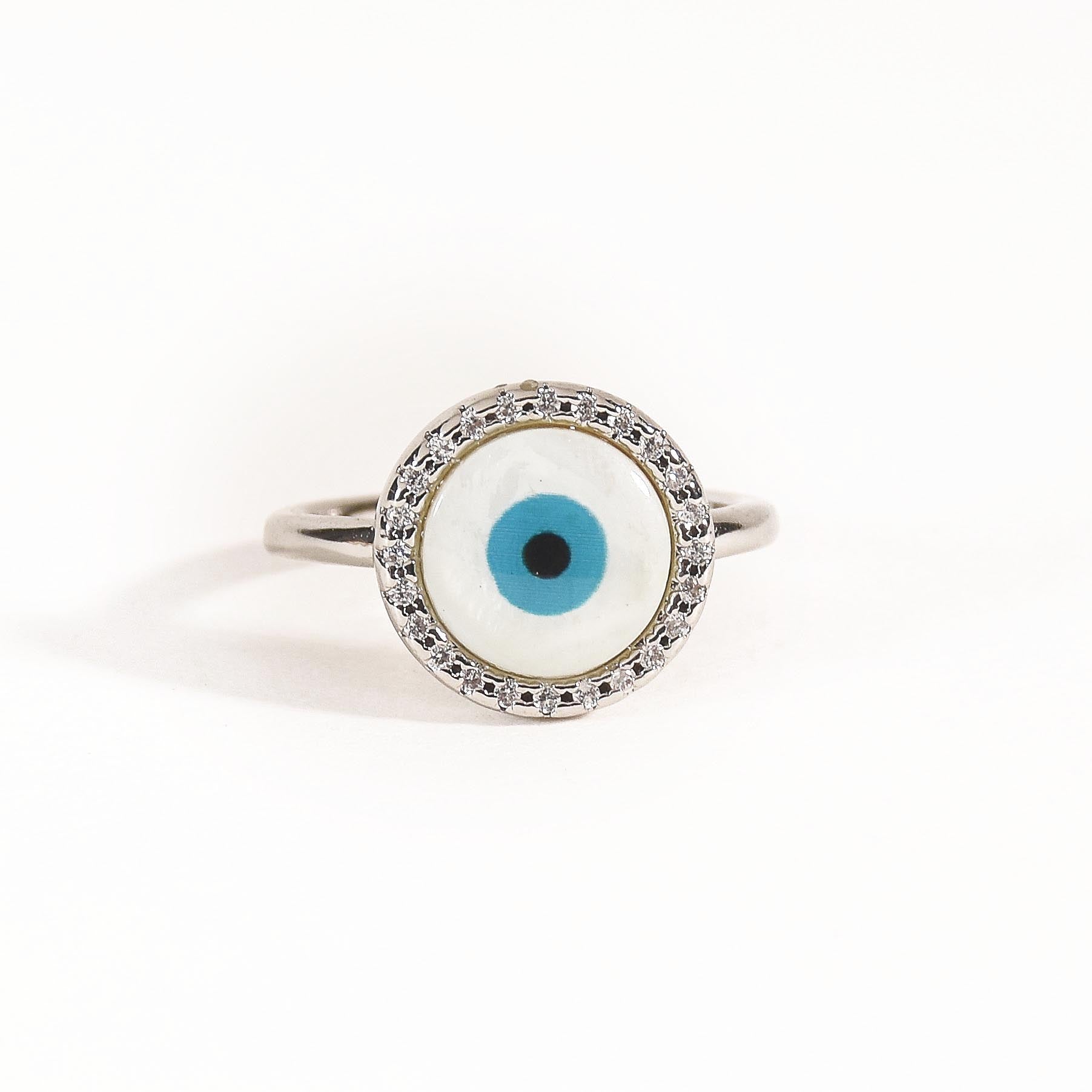 Round Studded Evil Eye Ring