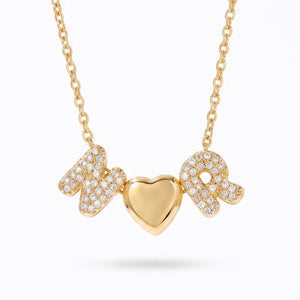 Couple Initial Necklace | Personalised Love Pendant with Heart Charm | Anti-tarnish | Gold Plated