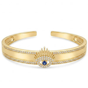 Crown Evil Eye Cuff Bangle | Anti-tarnish | Adjustable