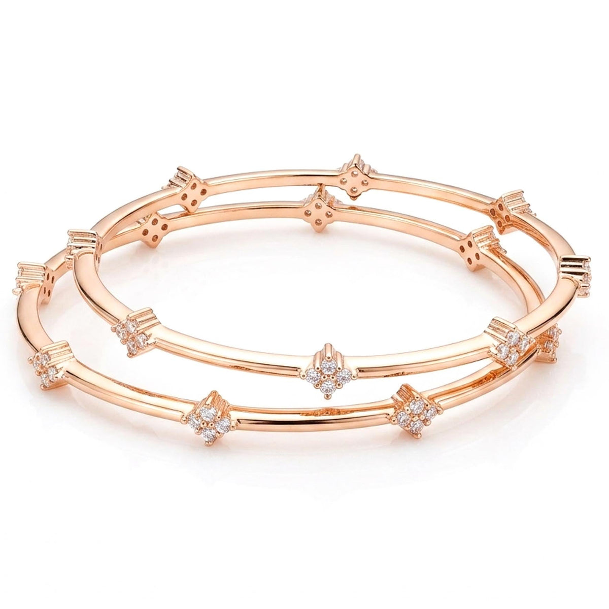 Crystal Bloom demi-fine anti-tarnish bangle with sparkling floral crystal design.