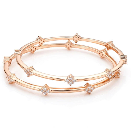 Crystal Bloom anti-tarnish bangle with sparkling floral crystal design.